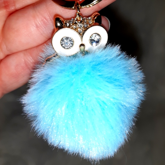 Baby Blue Owl PomPom Keychain NWT - Picture 5 of 7